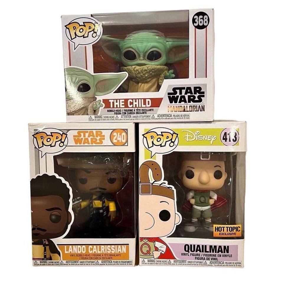 Funko Pop lot of 3,Quailman, Lando Calrissian, The Child New